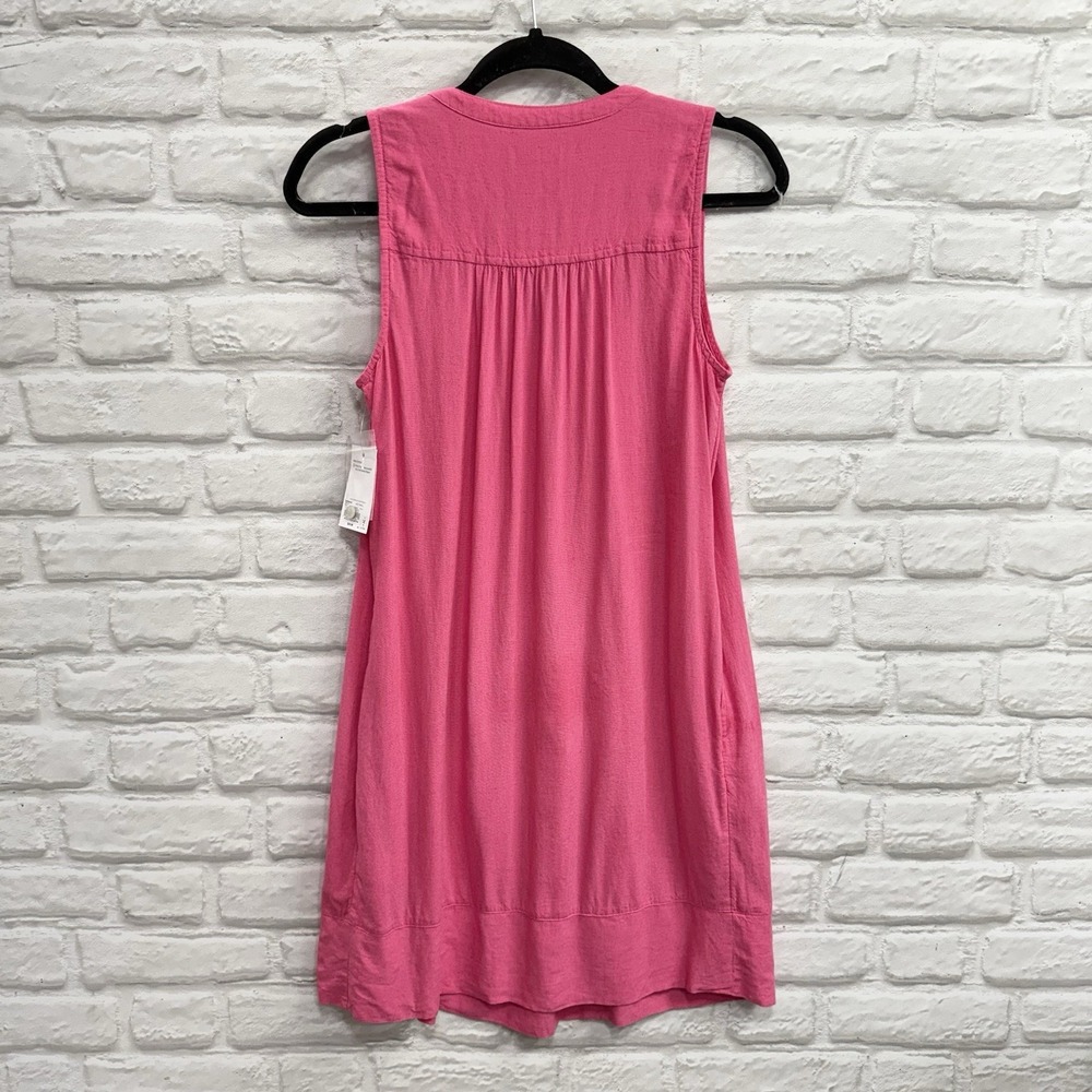 Sonoma S Linen Blend Sleeveless Knee Length Dress Pink Pleated Summer Sun Dress - Picture 4 of 15